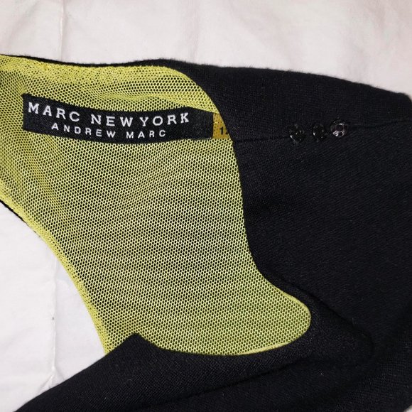 Andrew Marc black dress neon lime lining open back - Picture 6 of 11